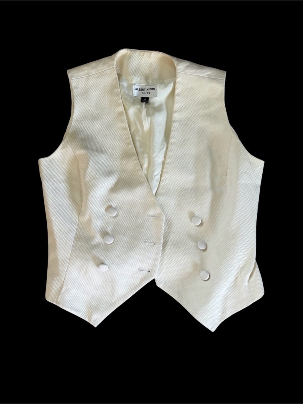 Albert Nipon Cream Double-Breasted Vest